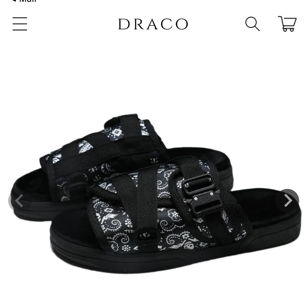 Black bandana Draco slides. Mens size 9-10